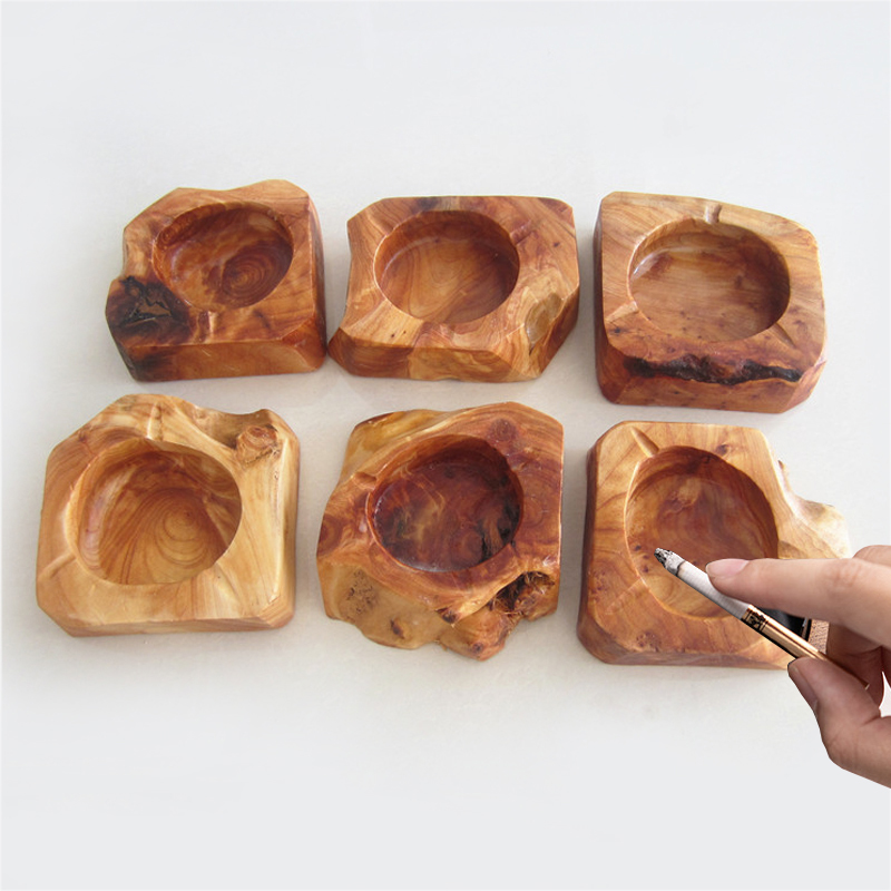 Office Table Accessories Unique - Doğal Düzensiz ahşap Benzersiz kül tablası