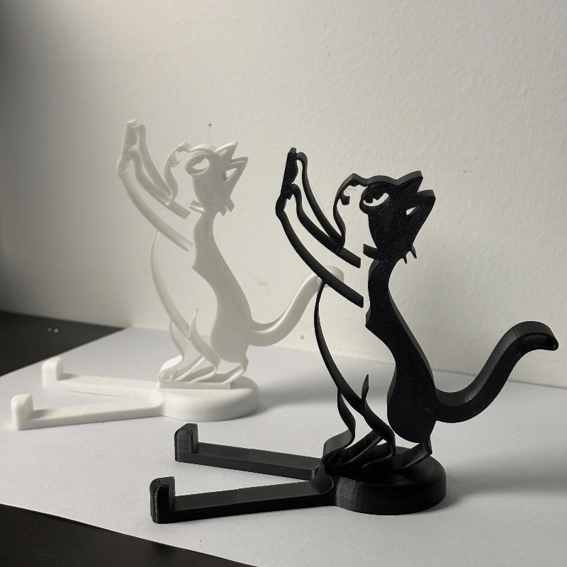 Tablet Phone Accessories - Soyut Oyuk Çizgili Kedi Telefon Standı