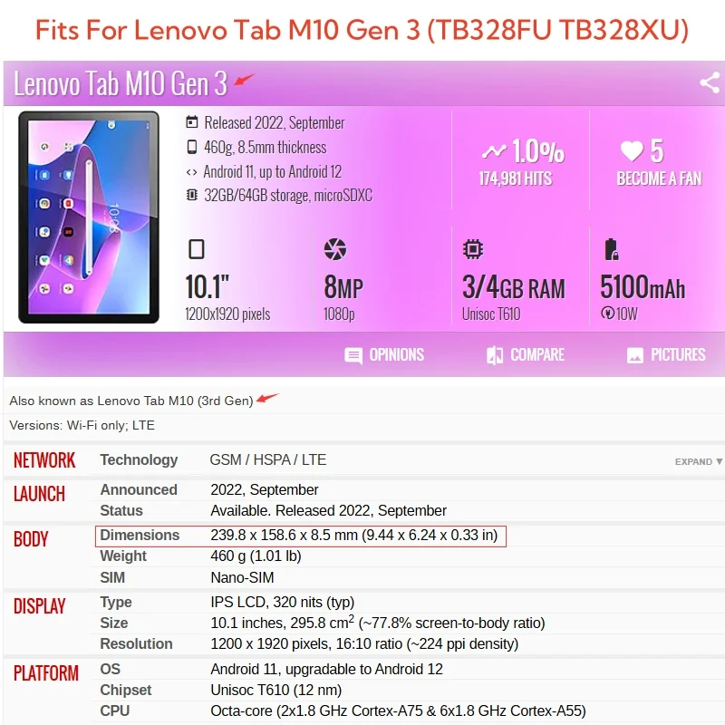 Lenovo Tab M10 3. Nesil 10.1 K - Lenovo Tablet M10 Accessories incelemesi ve fiyatı